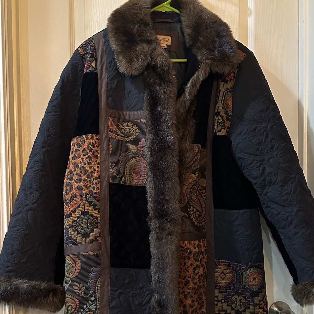 Midnight Velvet Multicolor Patchwork Teddy Jacket - image 4